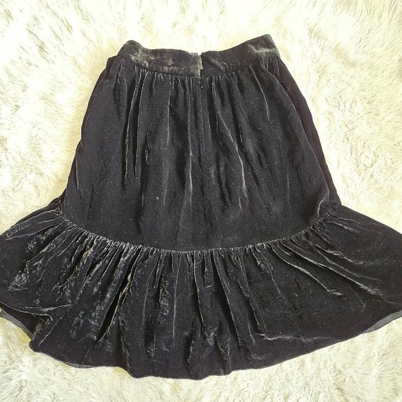 Kate Spade Women's Black Silk Blend Velvet Ruffle Front Wrap Skirt Size: 2 - Picture 3 of 8